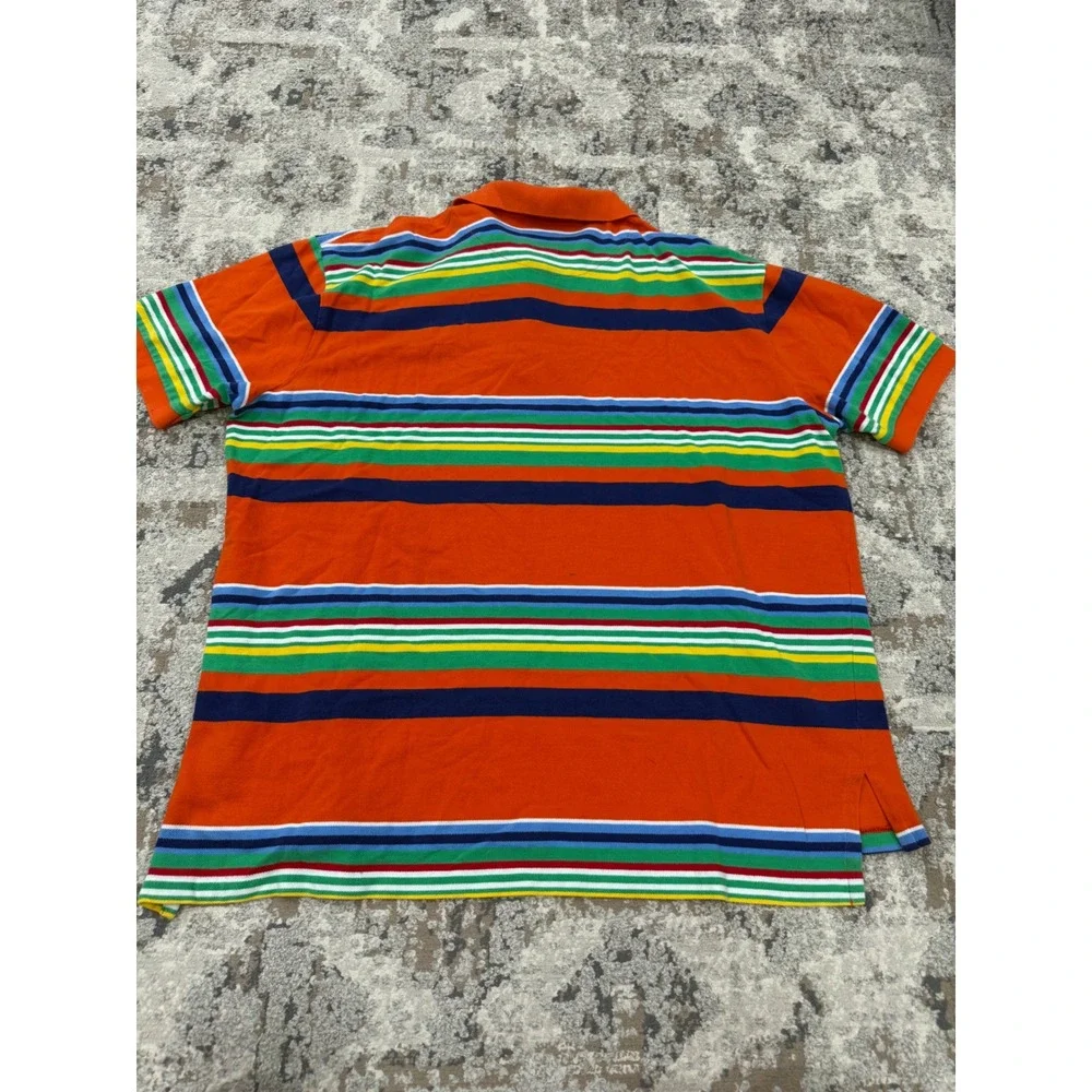 Polo Ralph Lauren Mens XXL Orange Multi Color Striped Short Sleeve Polo Shirt